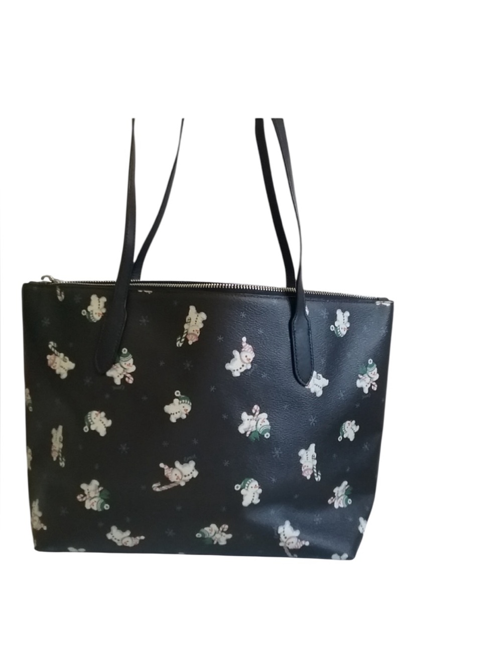 Coach Black Tote with Playful White Character Print